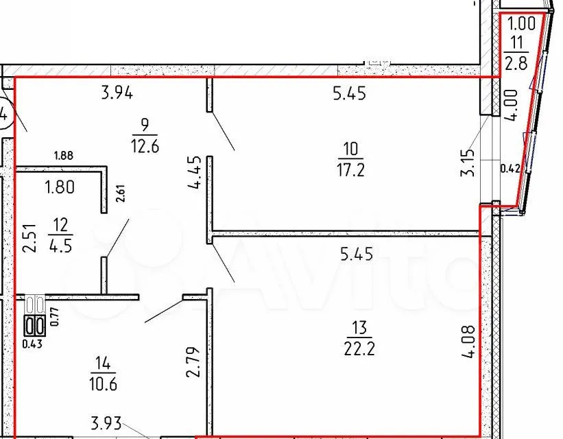 Продаётся 2-комнатная квартира, 75.5 м²