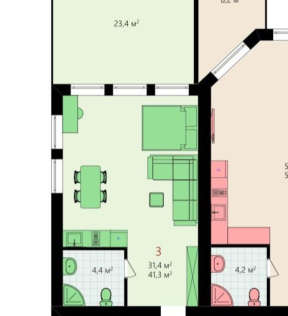 Продаётся 1-комнатная квартира, 48 м²