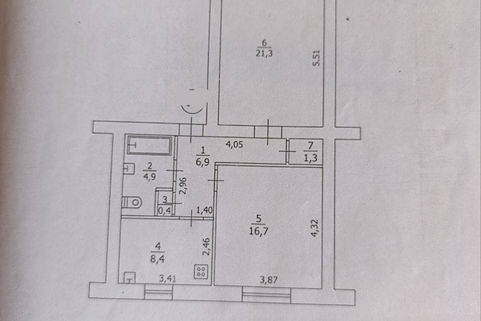 Продаётся 2-комнатная квартира, 60.3 м²