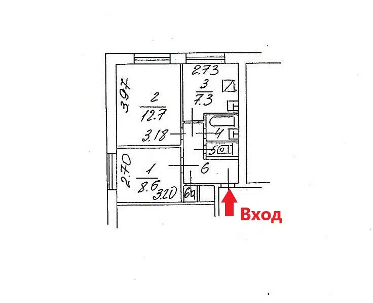 Продаётся 2-комнатная квартира, 37.3 м²