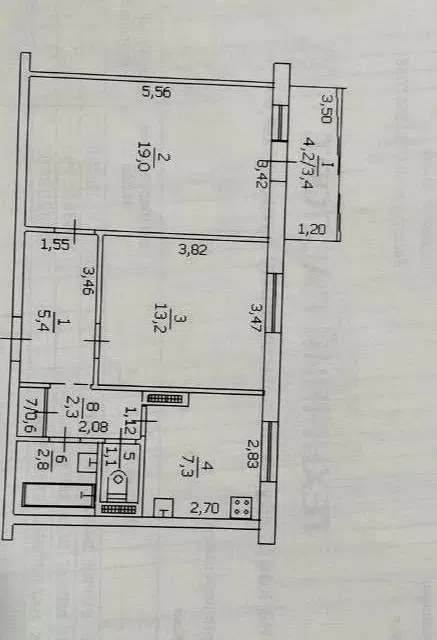 Продаётся 2-комнатная квартира, 55 м²