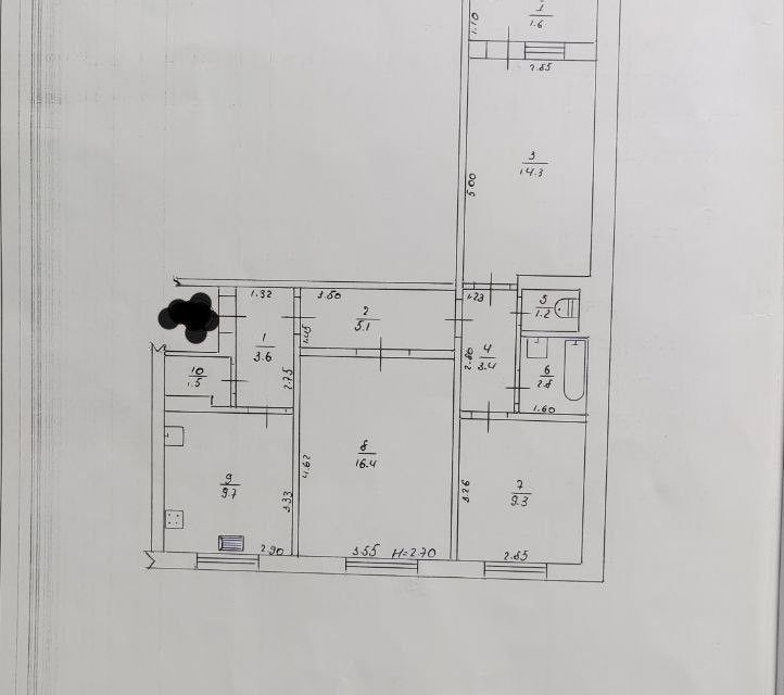 Продаётся 3-комнатная квартира, 69.8 м²