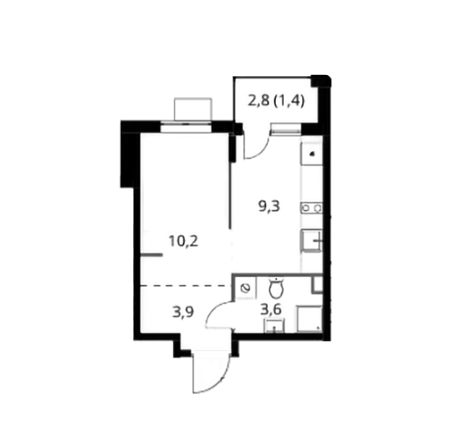 Продаётся 1-комнатная квартира, 28.4 м²