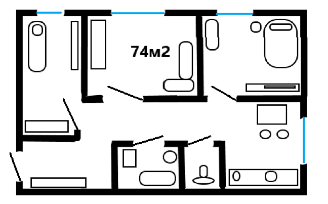 Продаётся 3-комнатная квартира, 74 м²