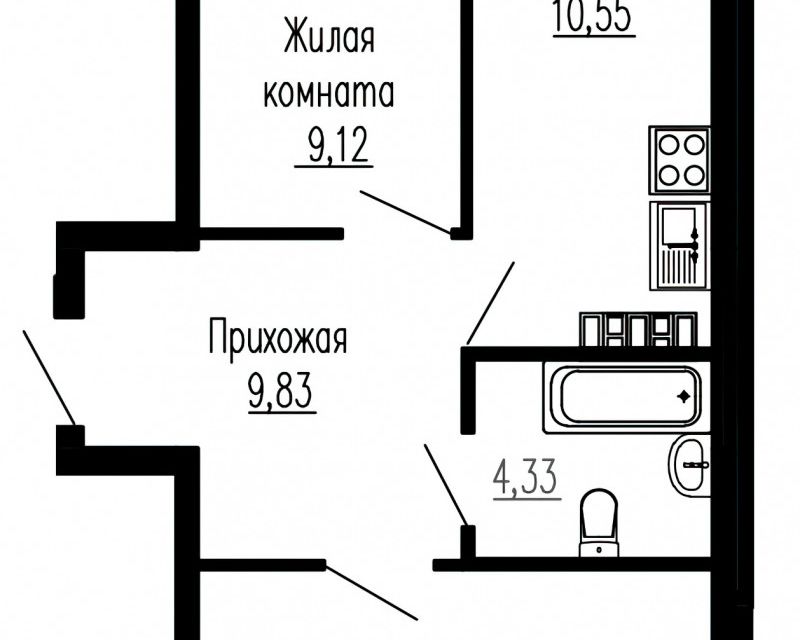 Продаётся 2-комнатная квартира, 53.9 м²