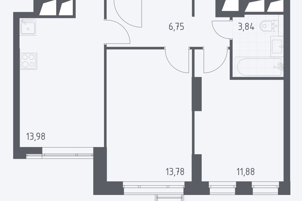 Продаётся 2-комнатная квартира, 50.2 м²