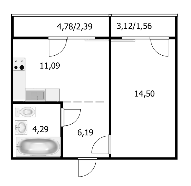 Продаётся 1-комнатная квартира, 36.5 м²