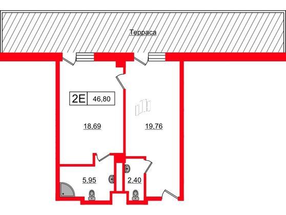 Продаётся 1-комнатная квартира, 46 м²