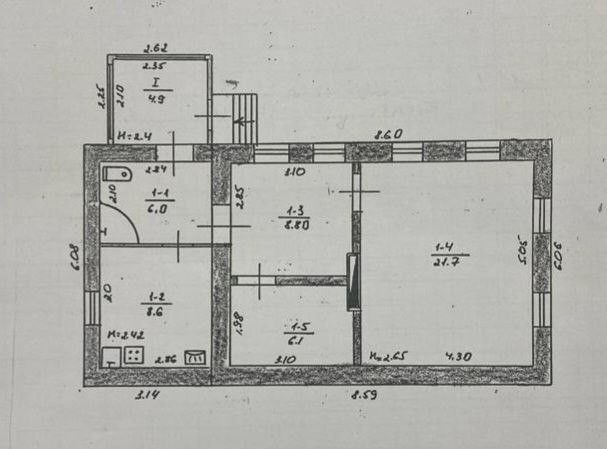 Продаётся 1-этажный дом, 56 м²