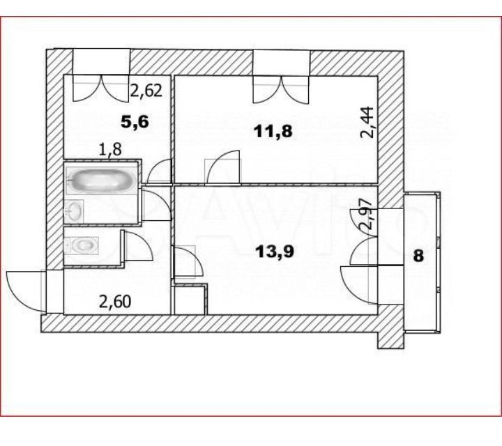 Продаётся 2-комнатная квартира, 40 м²