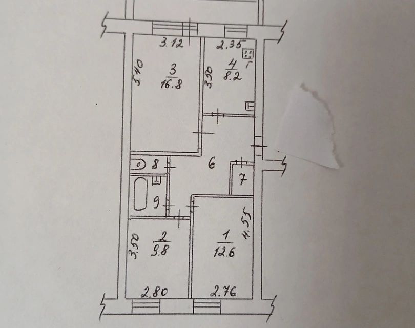 Продаётся 3-комнатная квартира, 63.8 м²