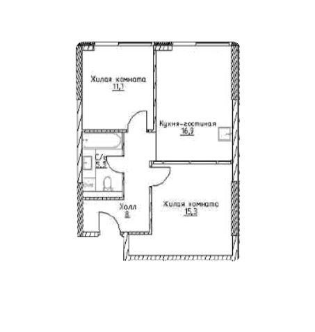 Продаётся 2-комнатная квартира, 57.2 м²