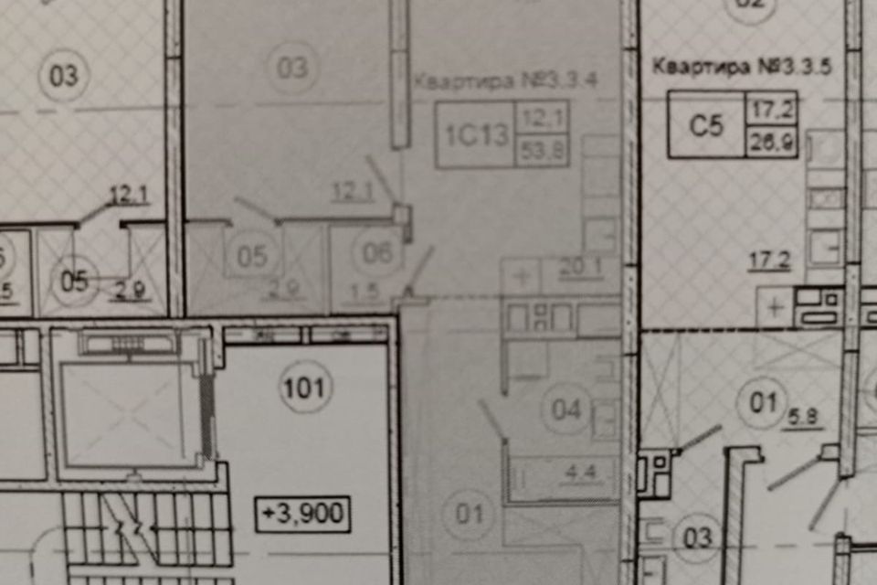 Продаётся 1-комнатная квартира, 52.9 м²
