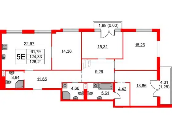 Продаётся 4-комнатная квартира, 126 м²