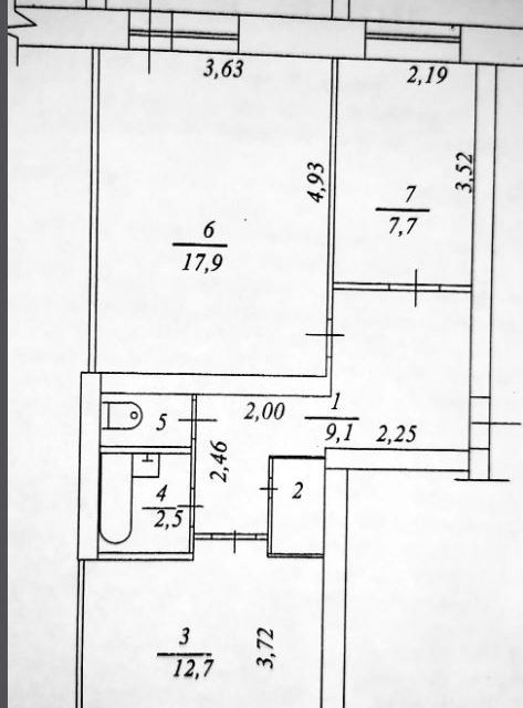Продаётся 2-комнатная квартира, 54.7 м²