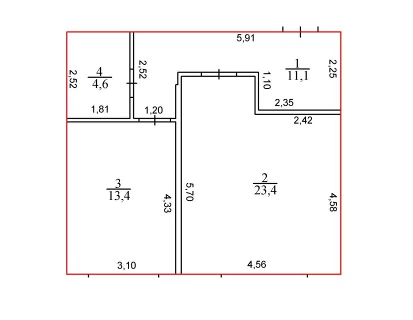 Продаётся 1-комнатная квартира, 51.9 м²