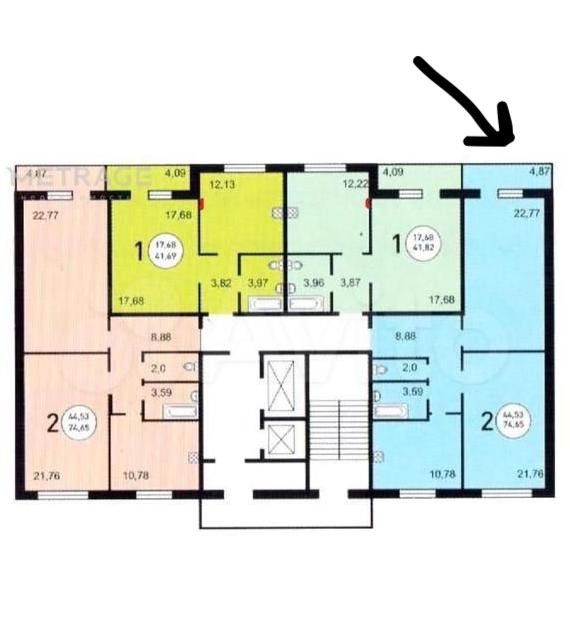 Продаётся 2-комнатная квартира, 70.1 м²