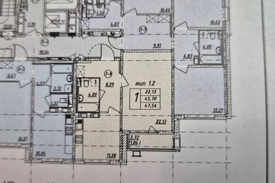 Продаётся 1-комнатная квартира, 46 м²