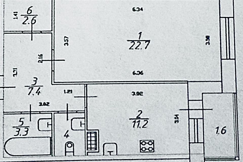 Продаётся 1-комнатная квартира, 49.3 м²