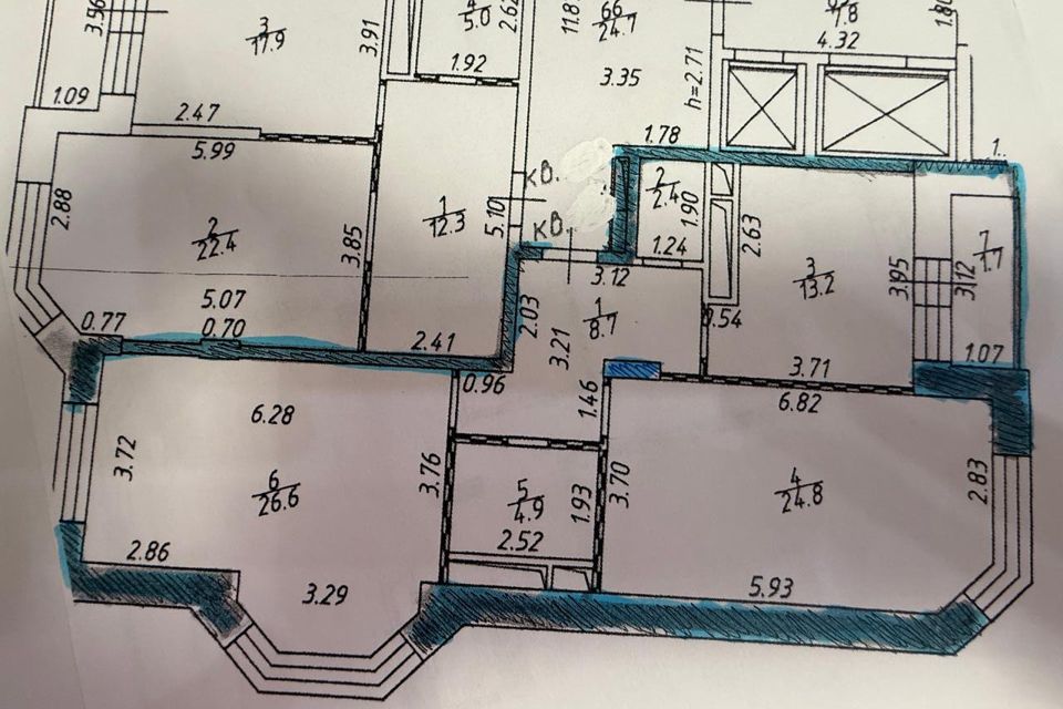 Продаётся 2-комнатная квартира, 82.3 м²