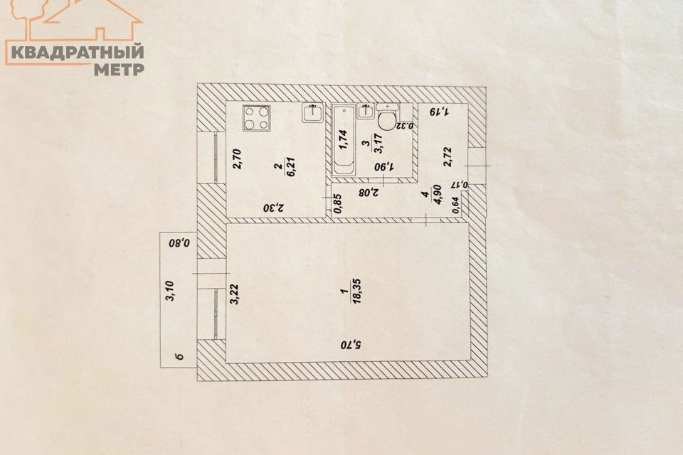 Продаётся квартира, 38 м²