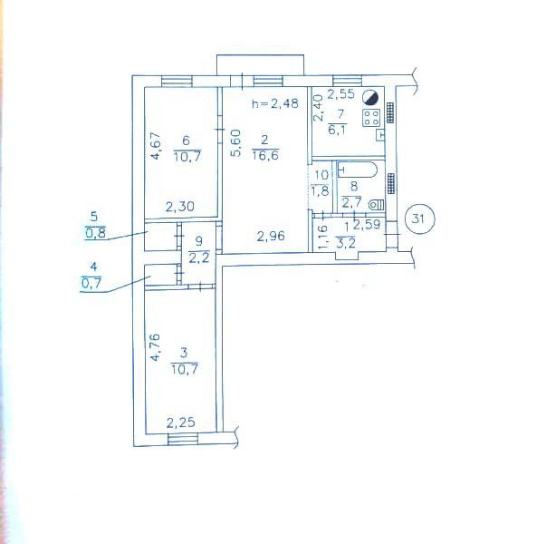 Продаётся 3-комнатная квартира, 56 м²