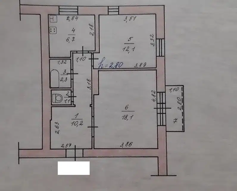 Продаётся 2-комнатная квартира, 50.5 м²