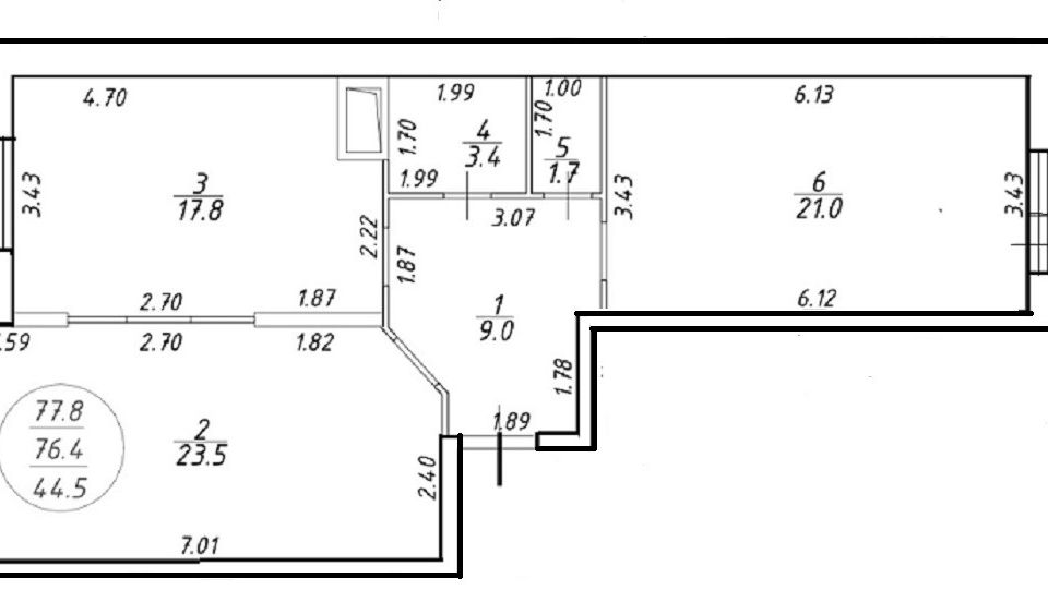 Продаётся 2-комнатная квартира, 76.4 м²