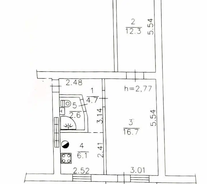 Продаётся 2-комнатная квартира, 43 м²