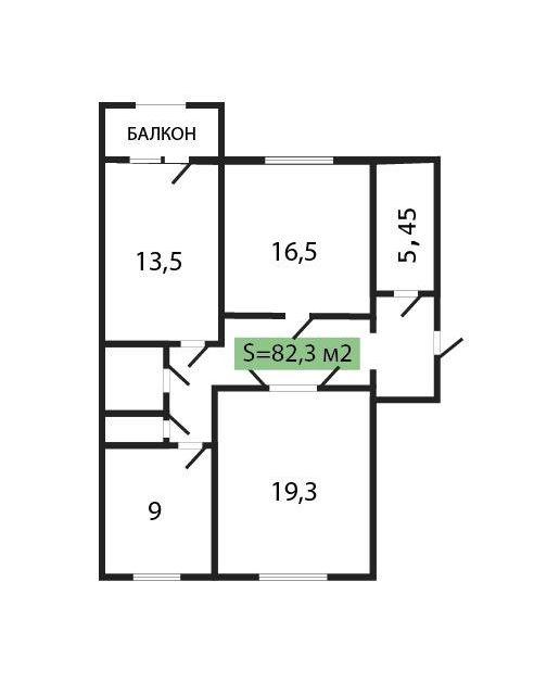Продаётся 3-комнатная квартира, 82.3 м²