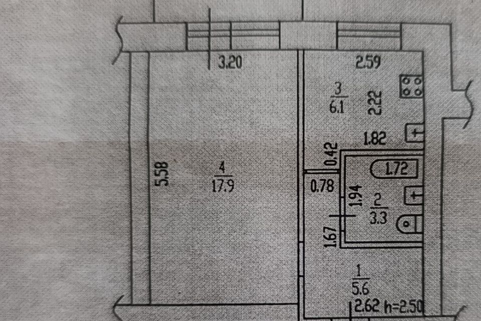 Продаётся 1-комнатная квартира, 32.9 м²