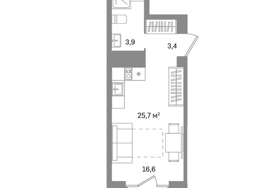 Продаётся студия, 25.7 м²