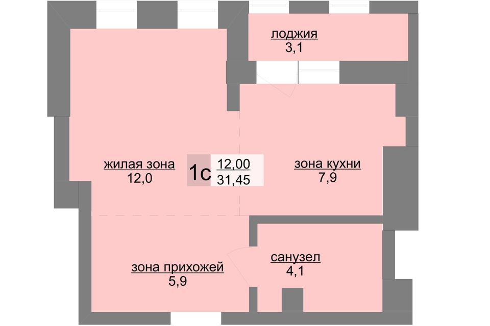 Продаётся студия, 31.45 м²