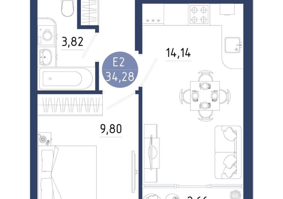 Продаётся 1-комнатная квартира, 35 м²