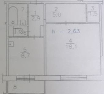 Продаётся 1-комнатная квартира, 40.5 м²
