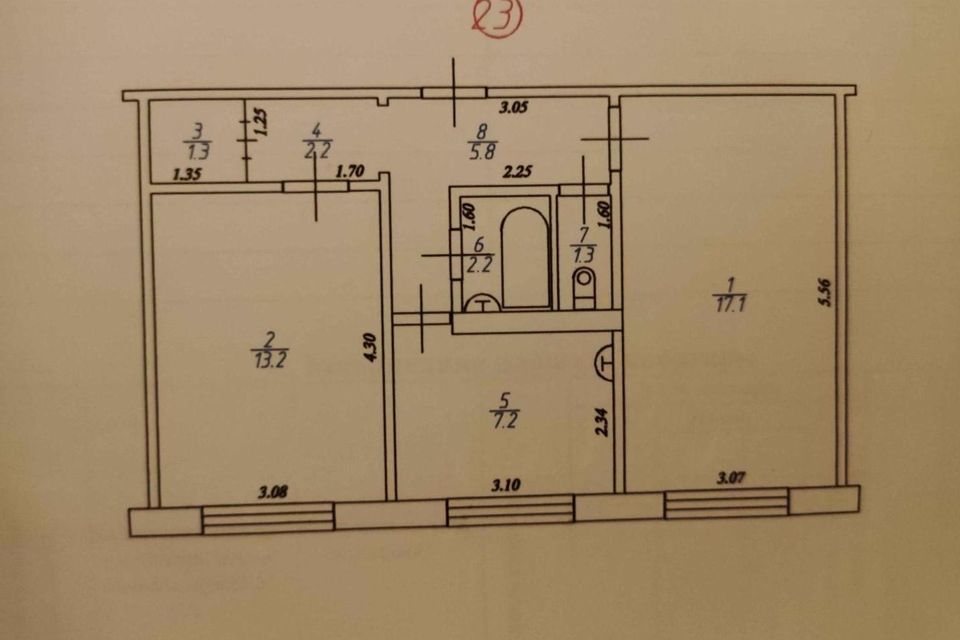 Продаётся 2-комнатная квартира, 50.3 м²
