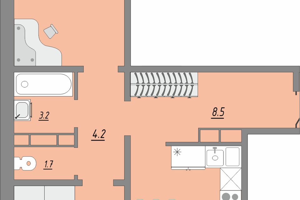 Продаётся 3-комнатная квартира, 68.1 м²