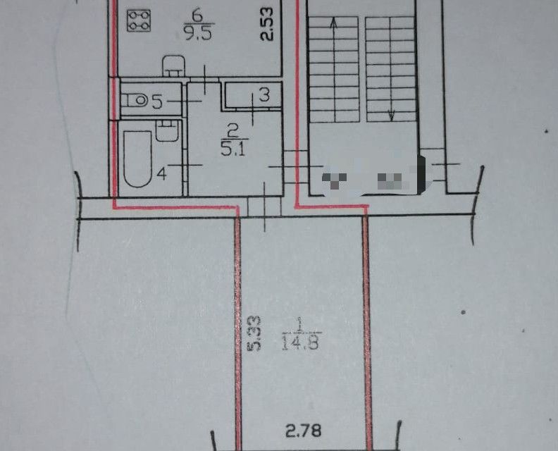 Продаётся 1-комнатная квартира, 34.4 м²
