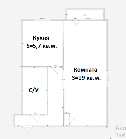 Продаётся 1-комнатная квартира, 30.6 м²