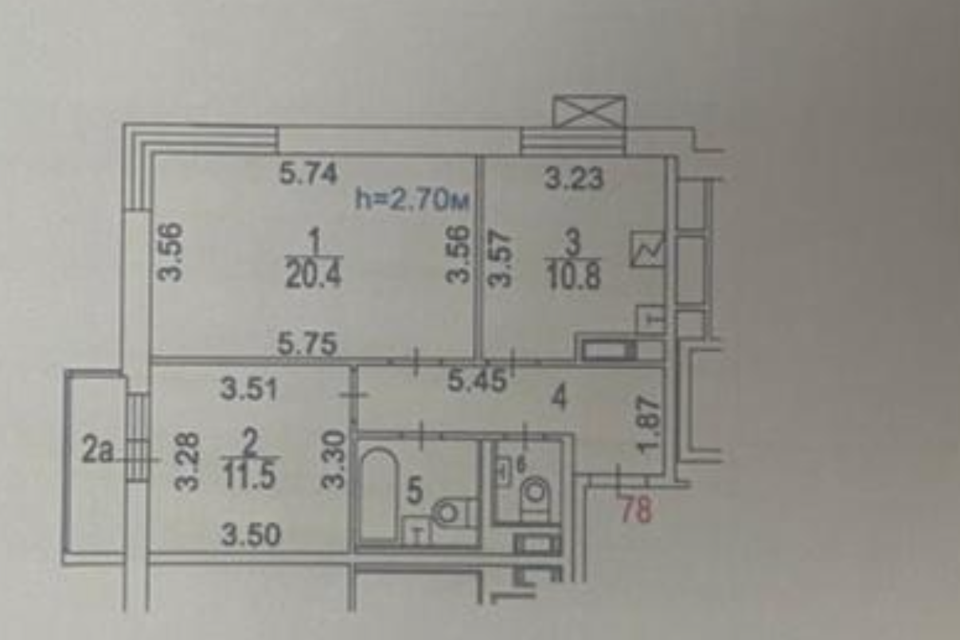 Продаётся 2-комнатная квартира, 58 м²