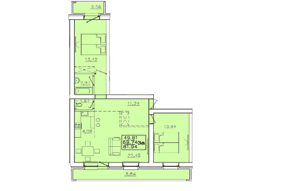 Продаётся 3-комнатная квартира, 82 м²