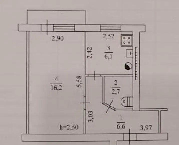 Продаётся 1-комнатная квартира, 32 м²