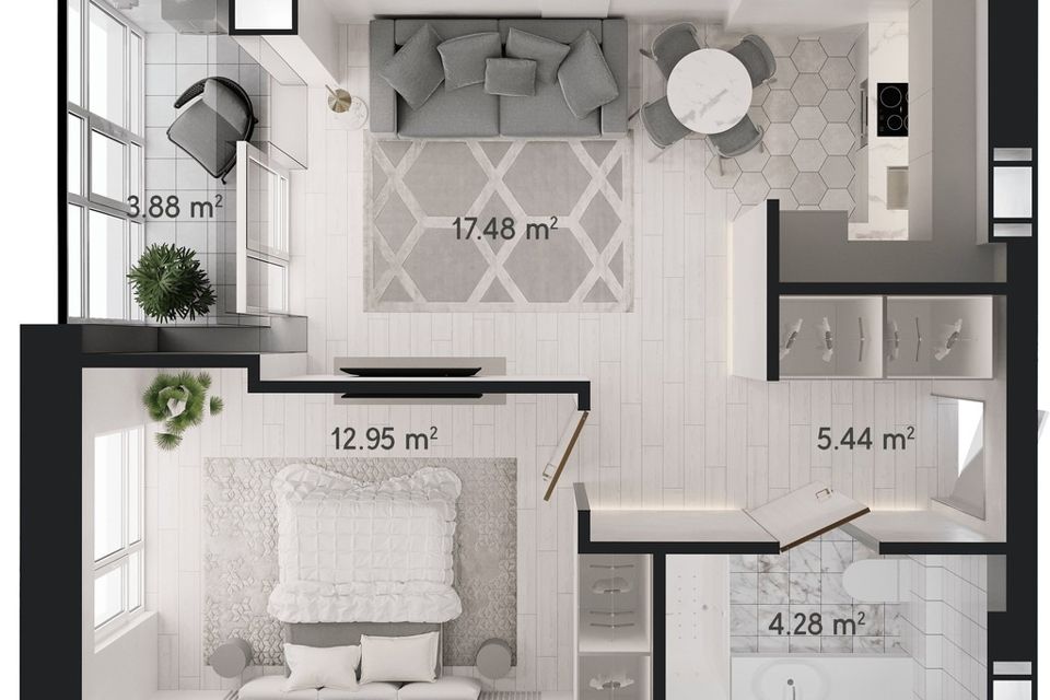 Продаётся 1-комнатная квартира, 39.1 м²