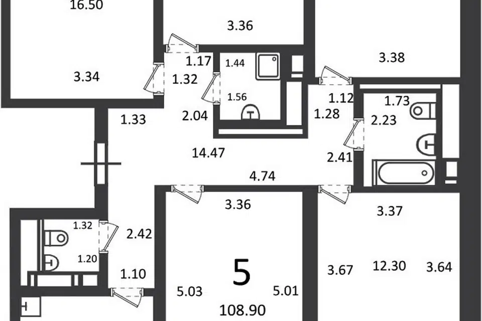 Продаётся 4-комнатная квартира, 108.9 м²