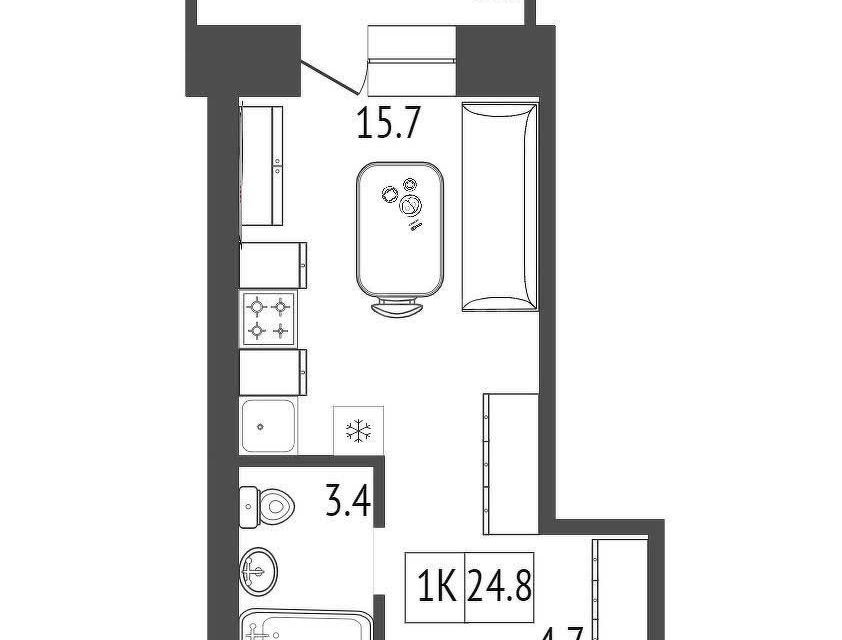 Продаётся студия, 24.8 м²