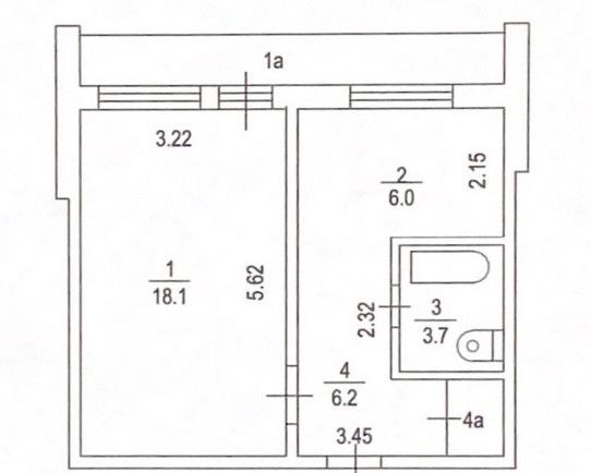 Продаётся 1-комнатная квартира, 34 м²