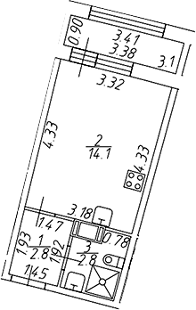 Продаётся студия, 21.3 м²