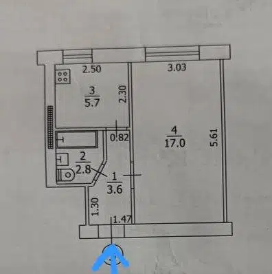 Продаётся 1-комнатная квартира, 29 м²