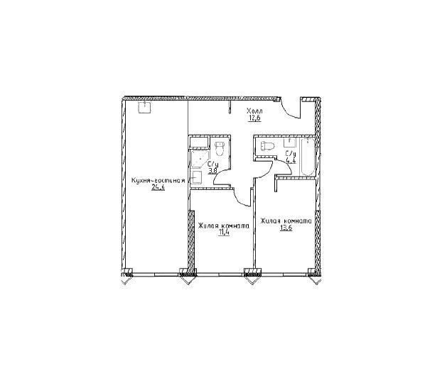 Продаётся 2-комнатная квартира, 70.4 м²