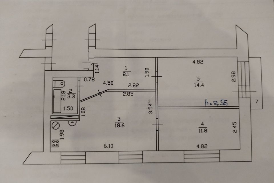 Продаётся 3-комнатная квартира, 56 м²